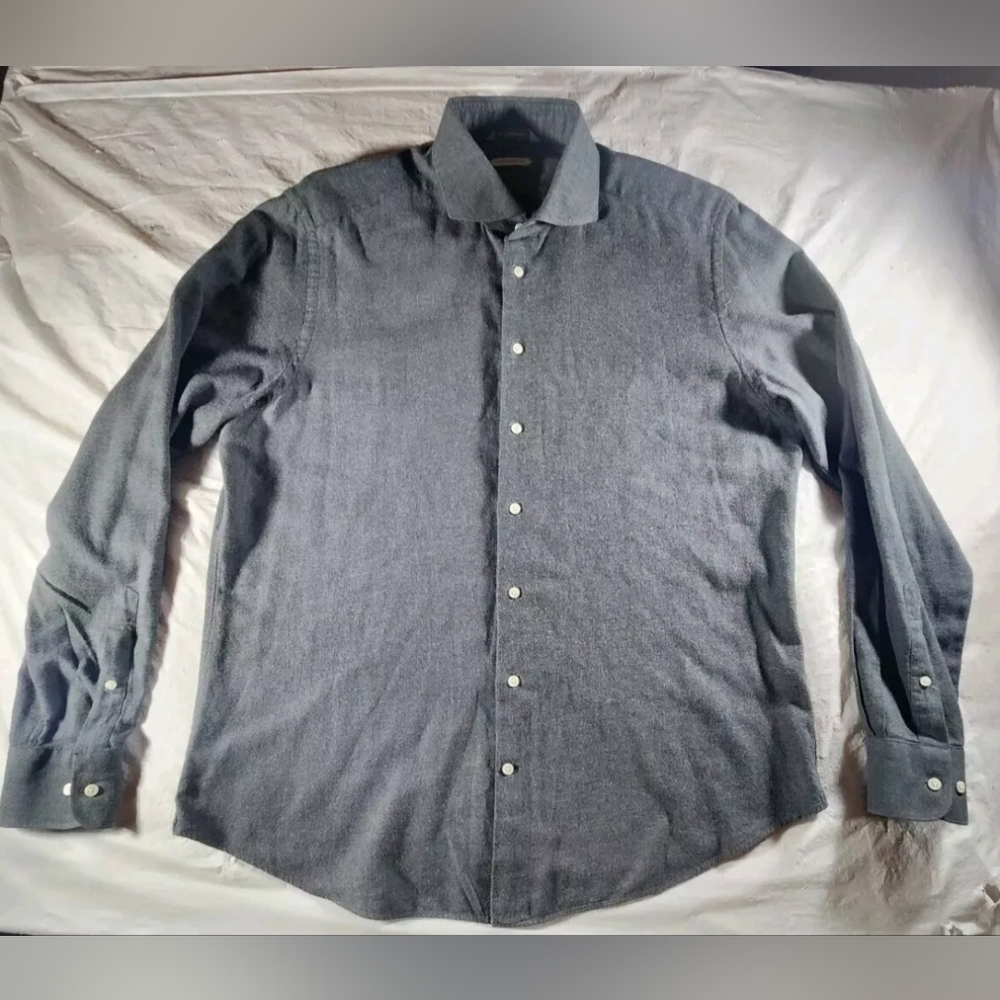 Suitsupply Mens Gray Flannel Shirt 17 1/2" 44